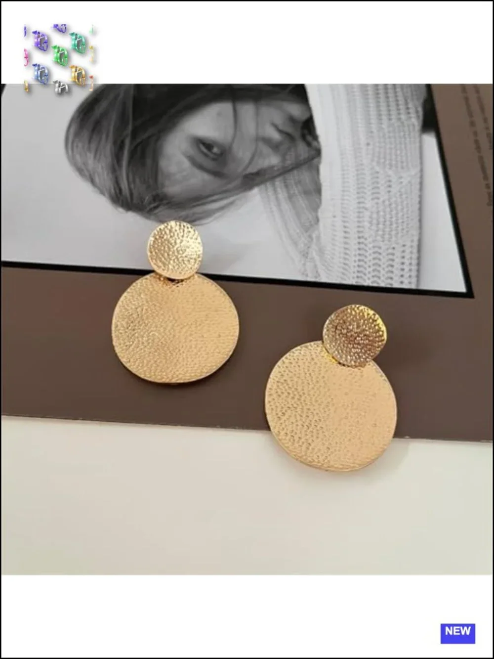 Matte Gold 14K Gold Plated Geometric Circle Drop Earrings Dangle